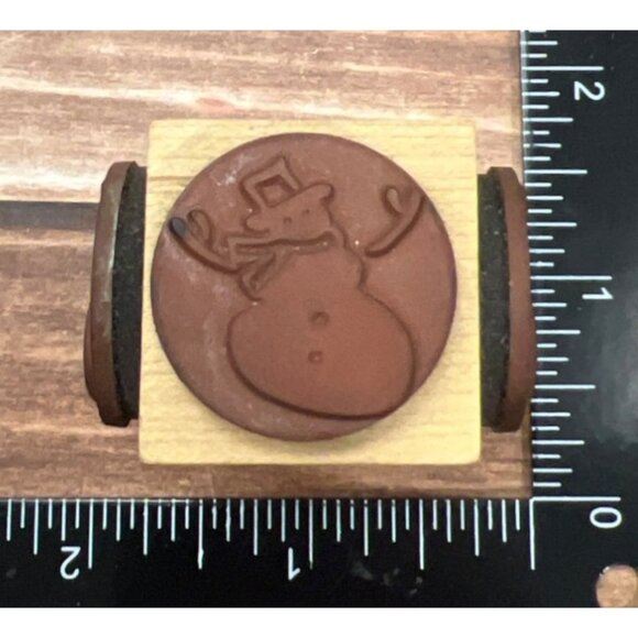 HARD TO FIND 1999 JUDIKINS 6338G 4 SNOWMEN DESIGNS WOOD MOUNT CUBE RUBBER STAMP - Picture 4 of 6